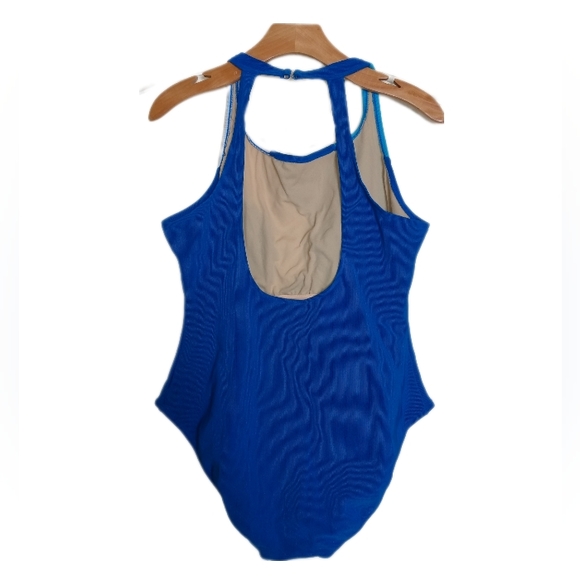 🔴 SALE Retro Halter Style Swimsuit in Blue and White Swirl Design - Picture 2 of 8